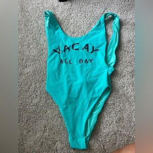 Aerie Aqua 'Vacay All Day' One Piece Swimsuit